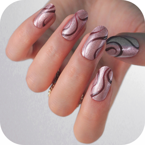 unghie autunnali particolari Oro-rosa glitterato