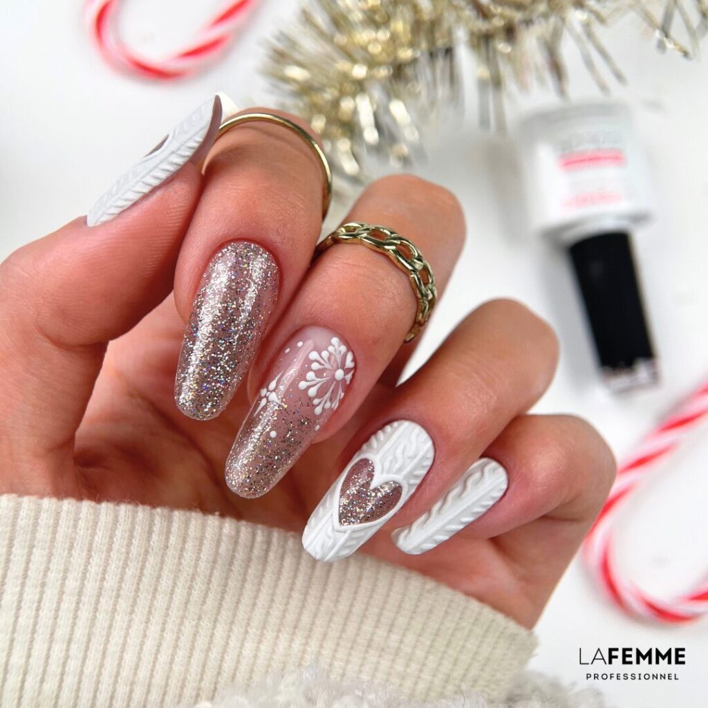 unghie natalizie effetto maglioncino