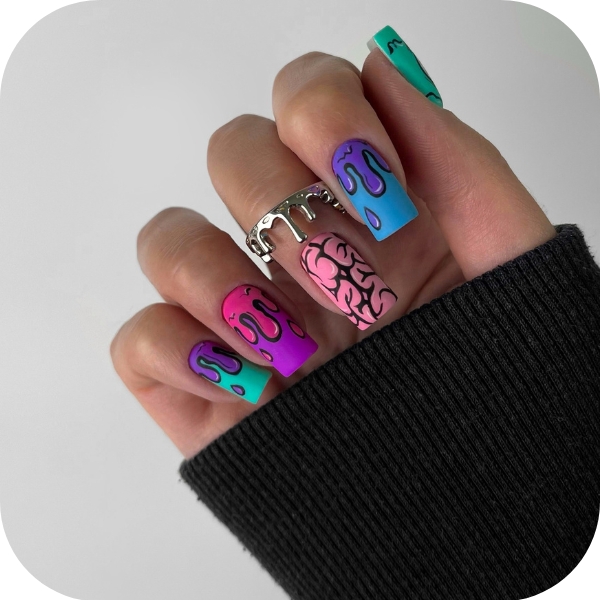 Halloween Nails Monster Brain